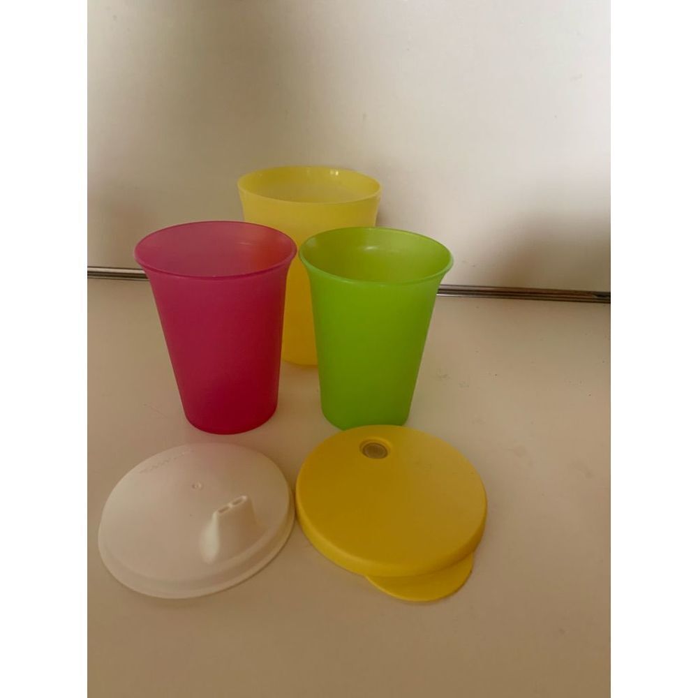 Vintage Tupperware Bell Tumblers Impression Tumbler Cups with Lids New